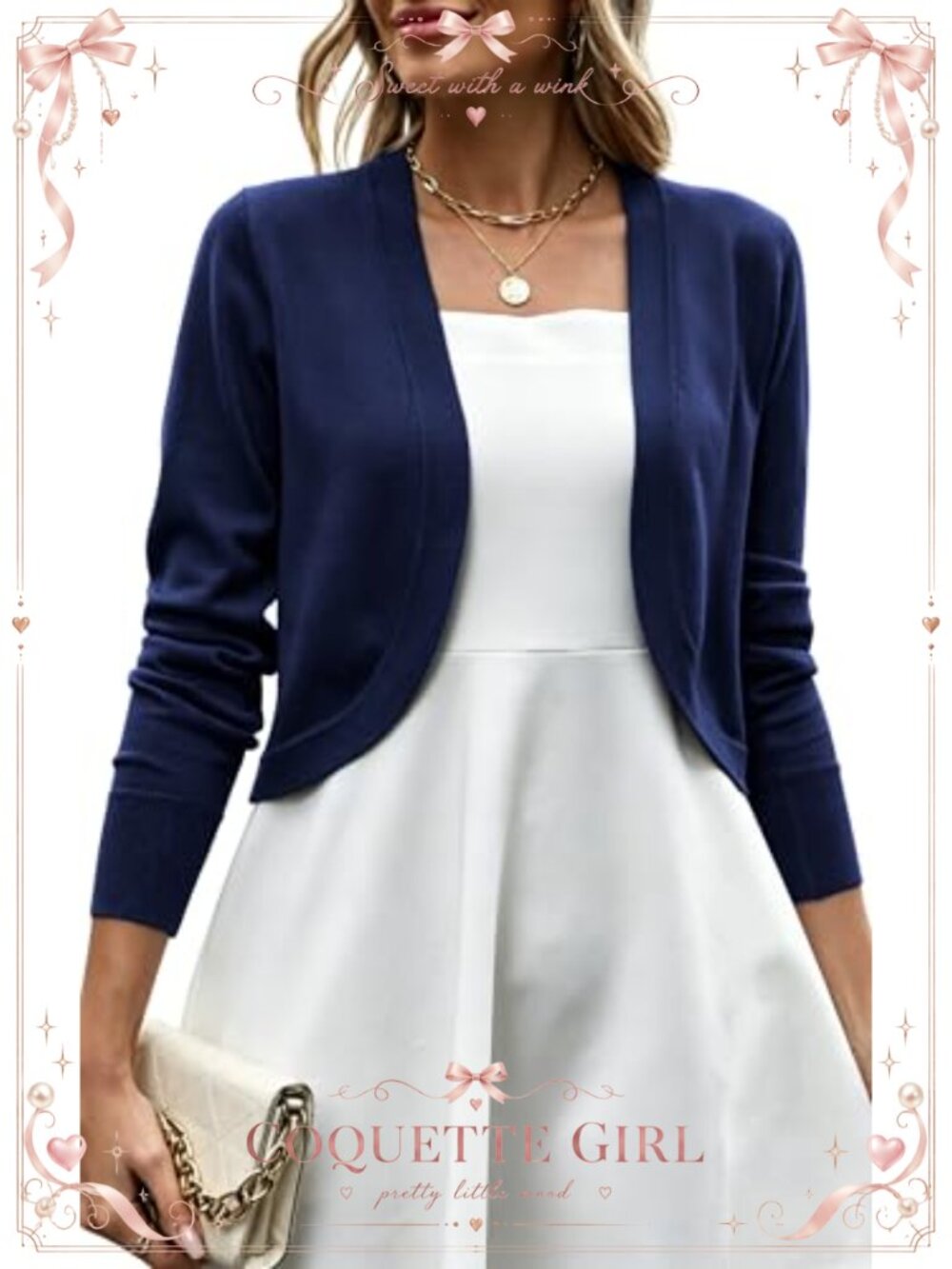 Womens Bolero Shrug Long Sleeve Knit Lightweight Cropped Cardigan